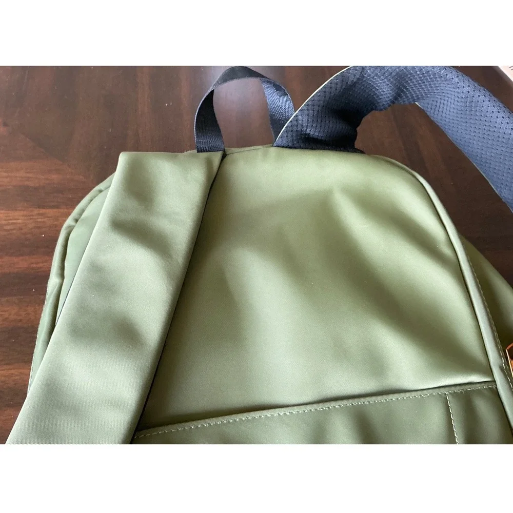 Modoker Laptop Backpack Quilted Olive Green USB Charging Port Large Professional
